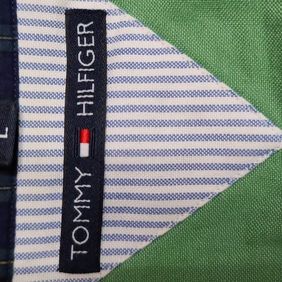 Tommy Hilfiger Original Oxford Men's Button Down Shirt Green Size L/16 1/2 EUC - Picture 7 of 10